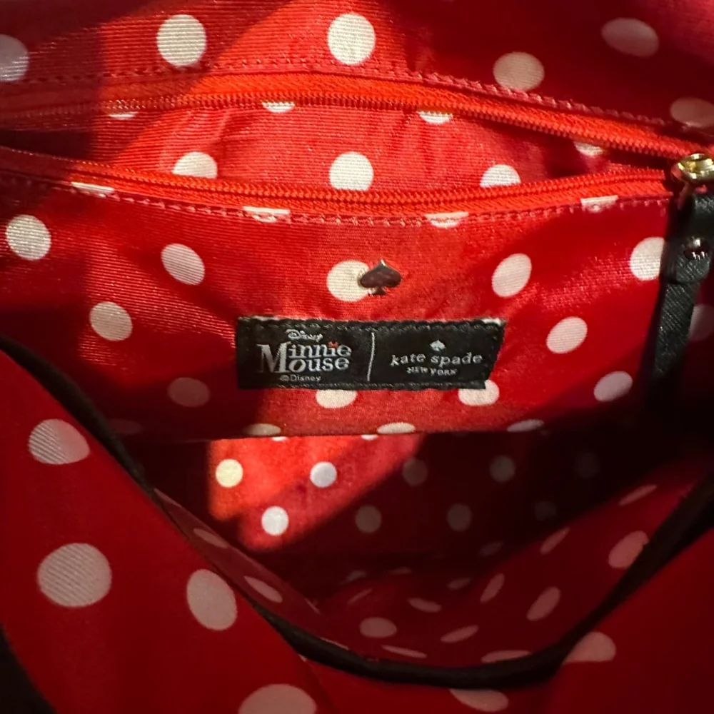 Disney Kate Spade New York Minnie Mouse Black Red Bow Leather Backpack - Picture 4 of 8